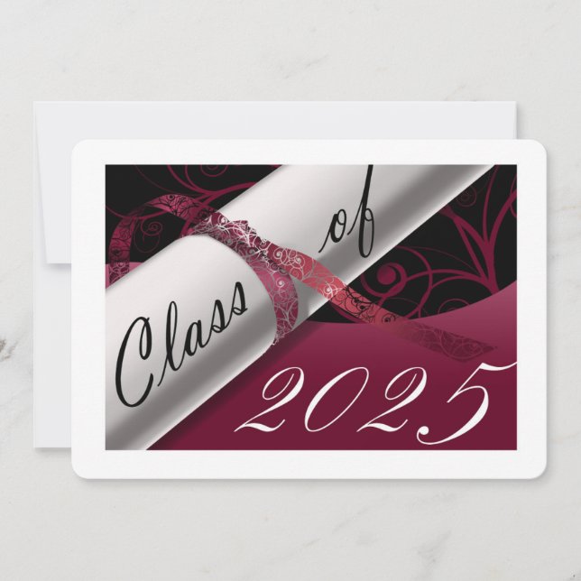 Burgundy and White Graduation Announcement (Front)