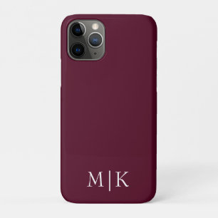 Burgundy and White   Modern Monogram iPhone 11 Pro Case