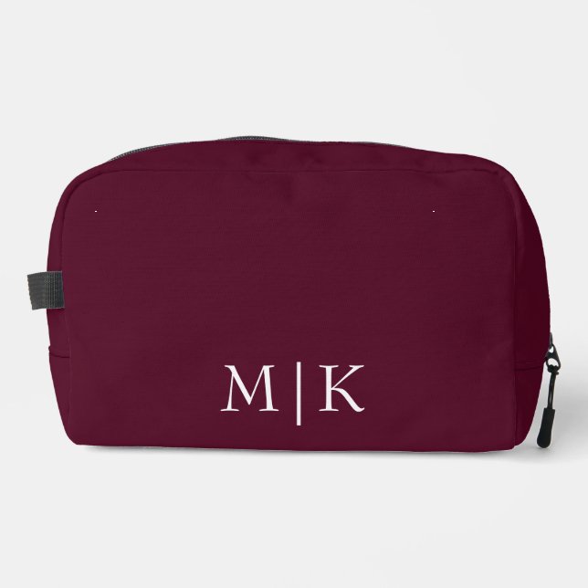Burgundy and White | Modern Monogram Dopp Kit (Front)