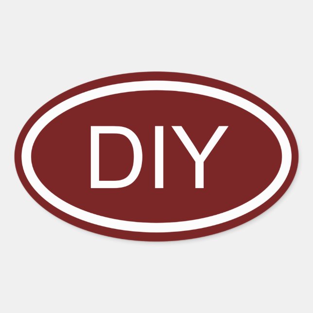 Burgundy and White Monogram Euro Style Oval Sticker (Front)