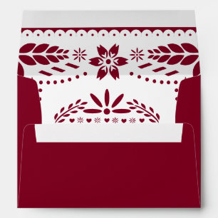 Burgundy and white papel picado Quinceañera Envelope
