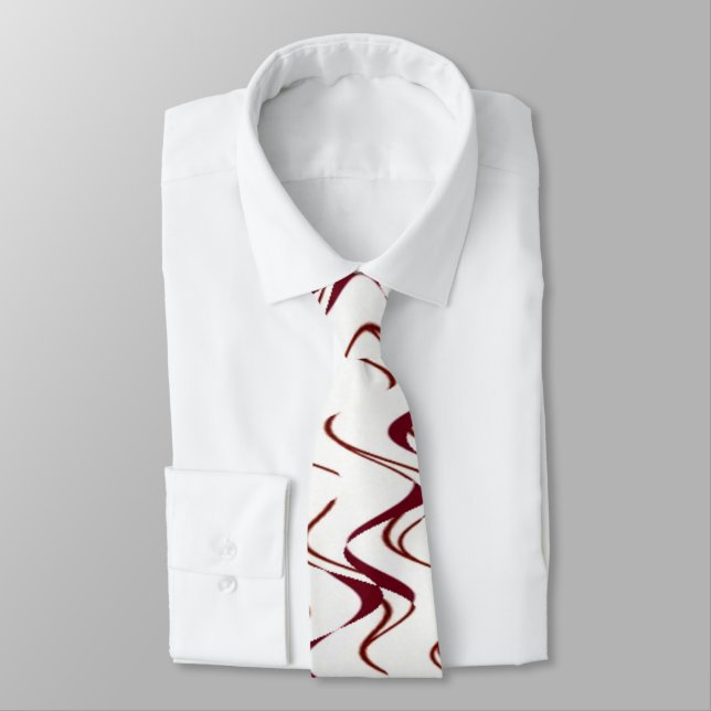 Burgundy and White Ripple Pattern Tie (Tied)