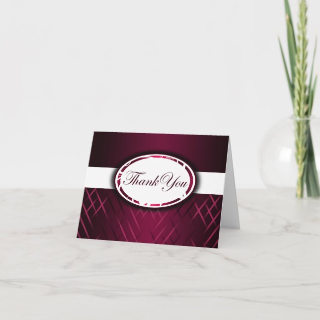Burgundy and White Striped Thank You Card (Front)