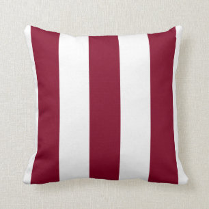 Burgundy And White Stripes Cushion
