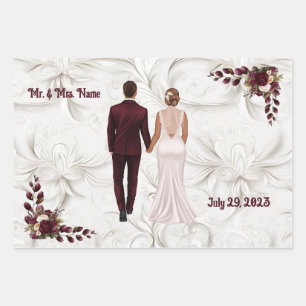 Burgundy and white wedding wrapping paper