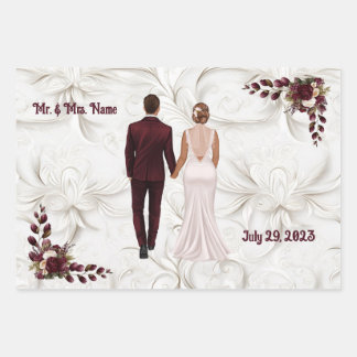 Burgundy and white wedding wrapping paper