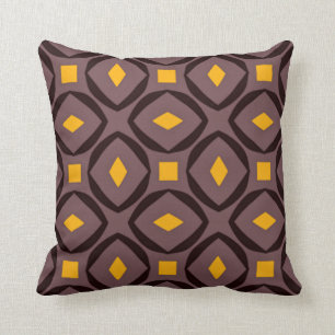 Burgundy and Yellow Abstract Cushion
