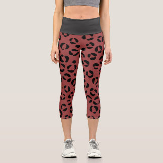 Burgundy Animal Print Capri Leggings