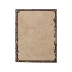 Burgundy Antique Fancy Frame Tan Vintage Parchment Notepad