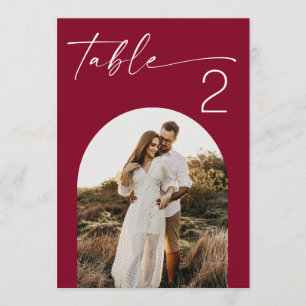 Burgundy Arch Photo Elegant Wedding Table Number