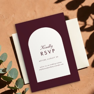 Burgundy Arch Tuscan Villa Wedding RSVP Card