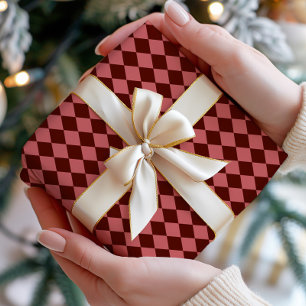 Burgundy Argyle Wrapping Paper