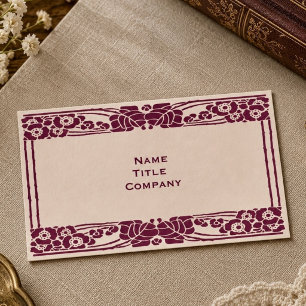 Burgundy Art Nouveau Floral Business Card