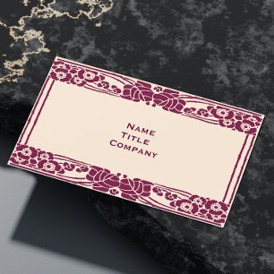 Burgundy Art Nouveau Floral Business Card