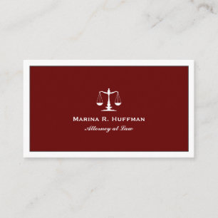 Burgundy Attorney Justice Scale Professional Business Card