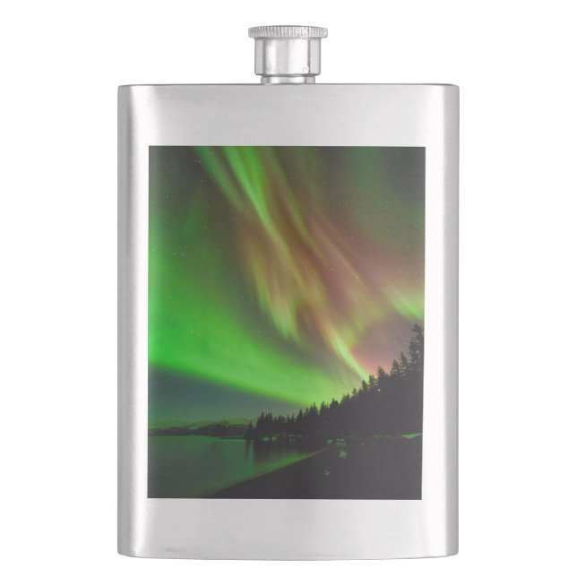 Burgundy Aurora Hip Flask (Front)