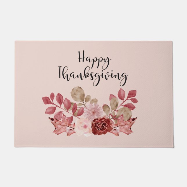 Burgundy Autumn Floral Doormat (Front)