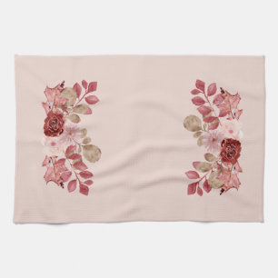 Burgundy Autumn Floral Kitchen Towel