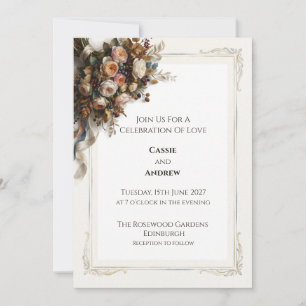 Burgundy Autumn Floral Wedding Invitation