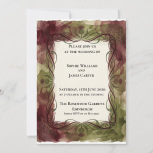 Burgundy Autumn Floral Wedding Invitation