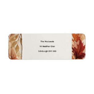 Burgundy Autumn Leaves Return Address Label