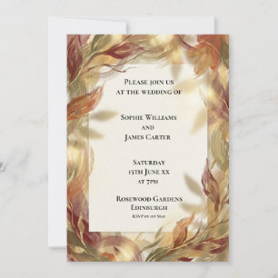 Burgundy Autumn Leaves Wedding Invitation