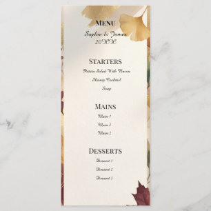 Burgundy Autumn Leaves Wedding Menu