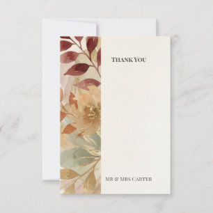 Burgundy Autumn Leaves Wedding Thank You Card