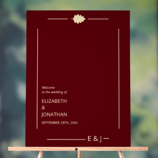 Burgundy Autumn Wedding Acrylic Sign