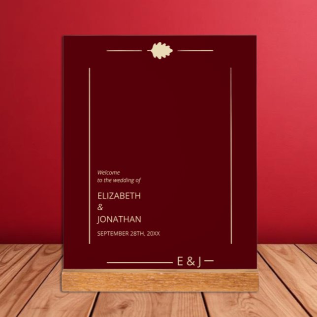 Burgundy Autumn Wedding Acrylic Sign (Creator Uploaded)