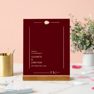 Burgundy Autumn Wedding Acrylic Sign