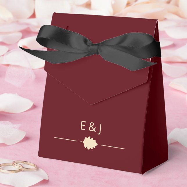 Burgundy Autumn Wedding Favour Box (Wedding)