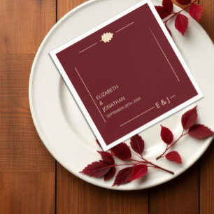 Burgundy Autumn Wedding Napkin