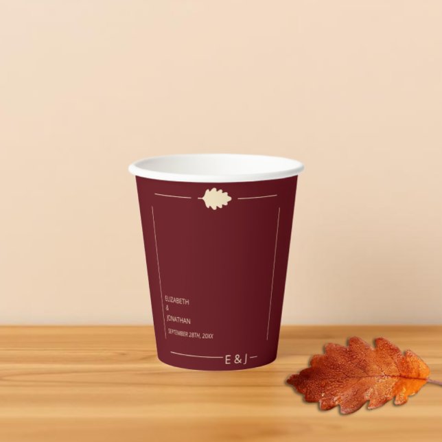 Burgundy Autumn Wedding Paper Cups (Creator Uploaded)