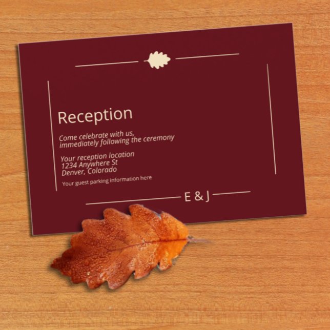 Burgundy Autumn Wedding Reception Enclosure Card (Creator Uploaded)