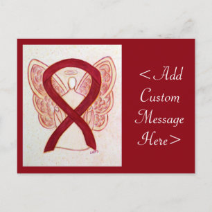 Burgundy Awareness Ribbon Angel Custom Postcard