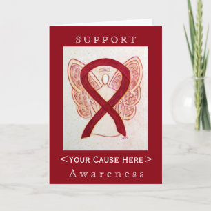 Burgundy Awareness Ribbon Angel Customised Card
