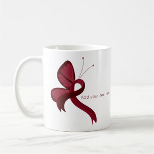Burgundy Awareness Ribbon Butterfly Coffee Mug