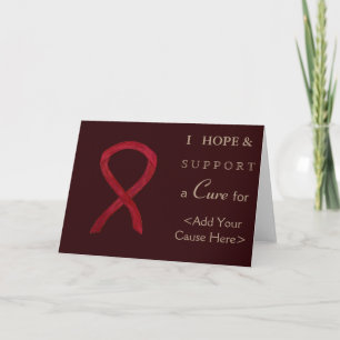 Burgundy Awareness Ribbon Custom Cause Note Cards