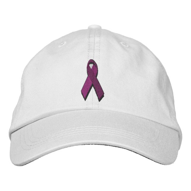 burgundy awareness ribbon embroidered hat (Front)