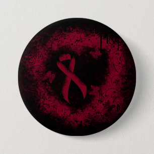 Burgundy Awareness Ribbon Grunge Heart 7.5 Cm Round Badge