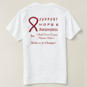Burgundy Awareness Ribbon Hope T-Shirt Apparel