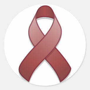 Burgundy Awareness Ribbon Round Sticker
