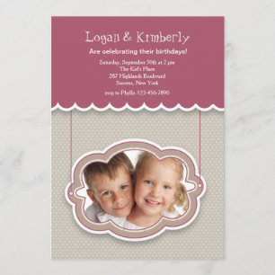Burgundy Awning Photo Invitation