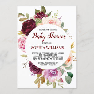 Burgundy  Baby Shower Invitation