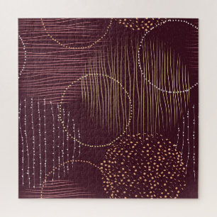 Burgundy background, circle seamless pattern. jigsaw puzzle
