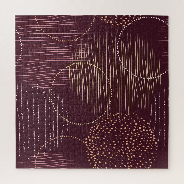 Burgundy background, circle seamless pattern. jigsaw puzzle (Vertical)