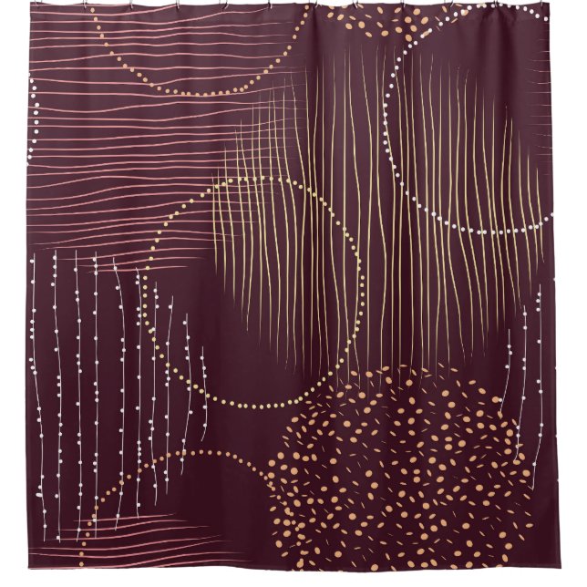 Burgundy background, circle seamless pattern. shower curtain (Front)