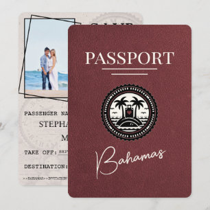 Burgundy Bahamas Passport Save The Date