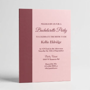 Burgundy Bar Bachelorette Party Invitation